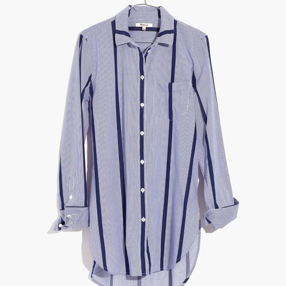 Madewell blue Striped Button-Down Tunic Shirt - S